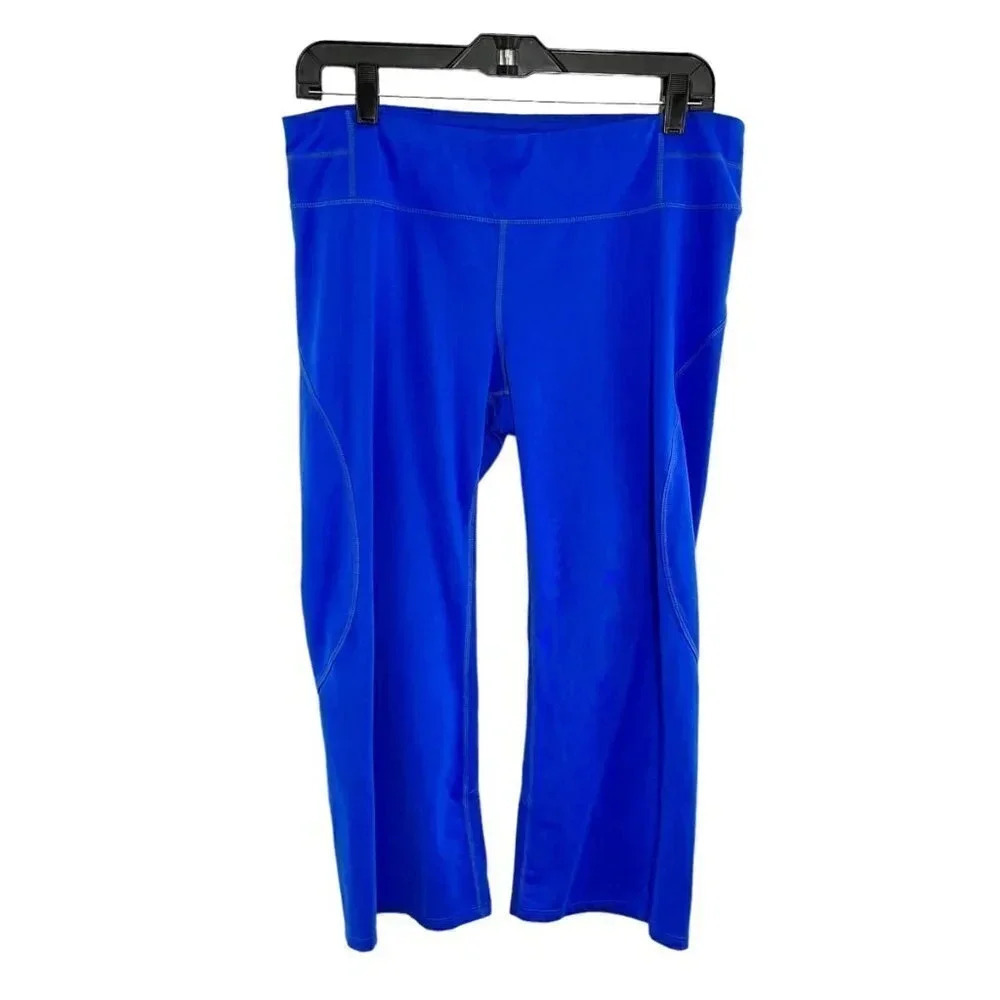 Athleta Blue Wide Leg High Rise Cropped Leggings Women's Size Large